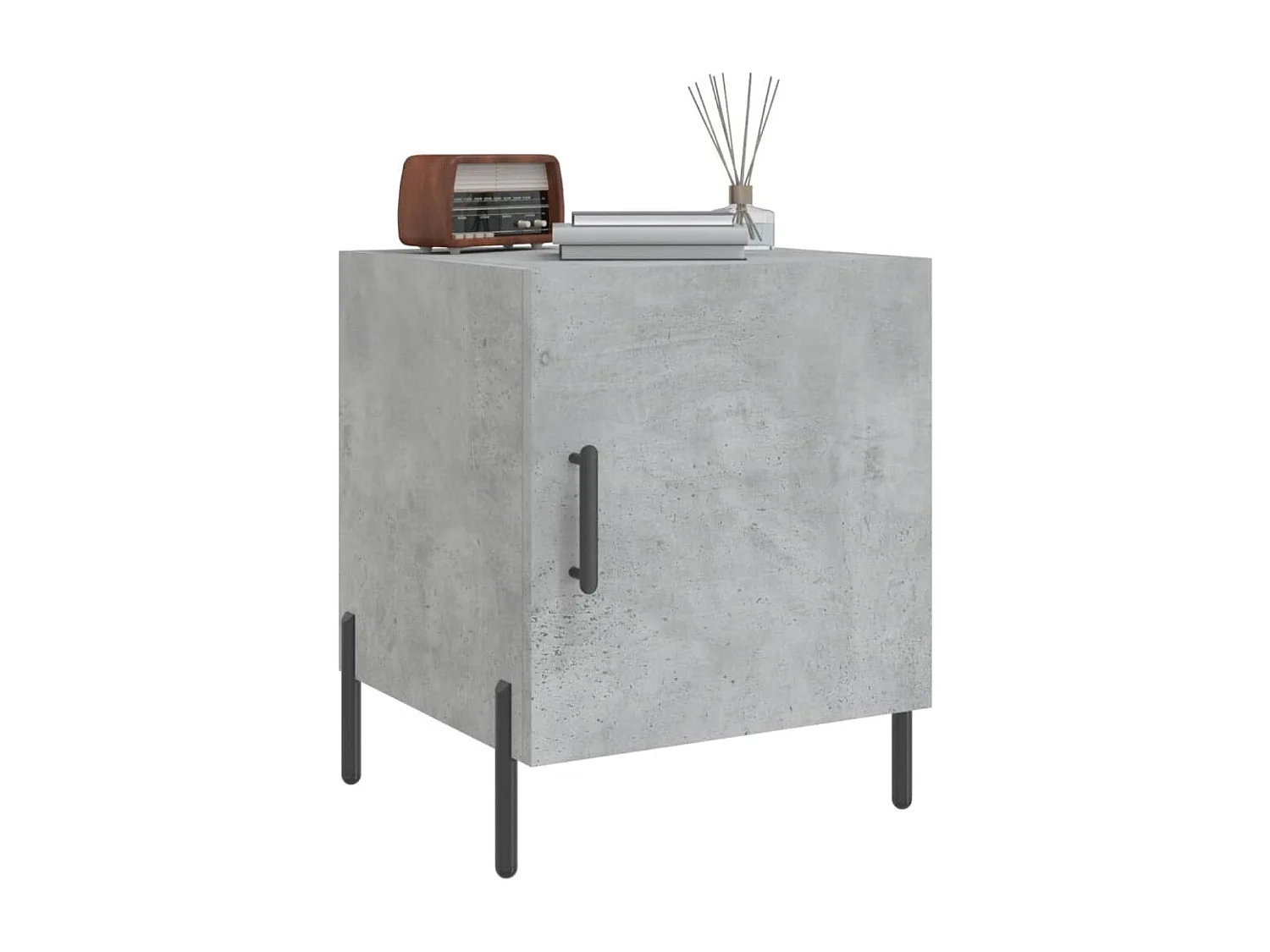 Mesita de noche de madera de ingeniería gris hormigón 40x40x50 cm