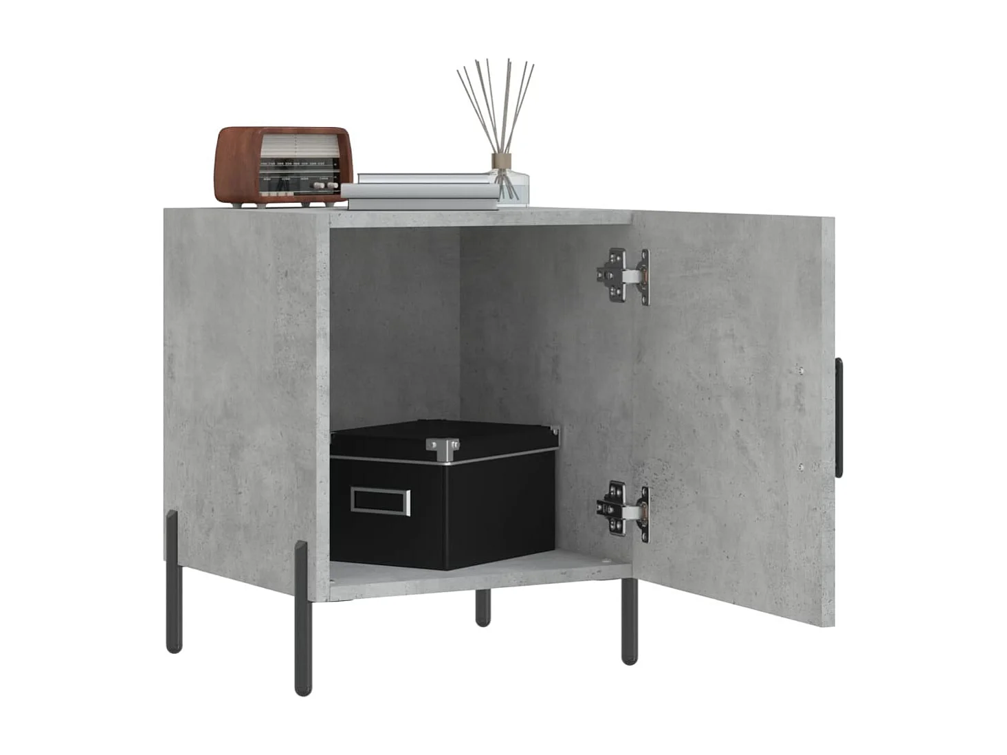 Table de chevet gris béton 40x40x50 cm bois d’ingénierie