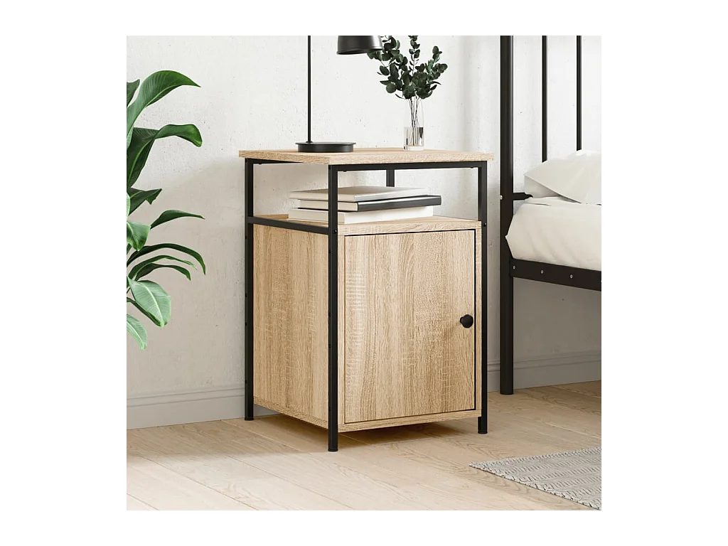 Mesita de noche de roble Sonoma 40x42x60 cm madera de ingeniería