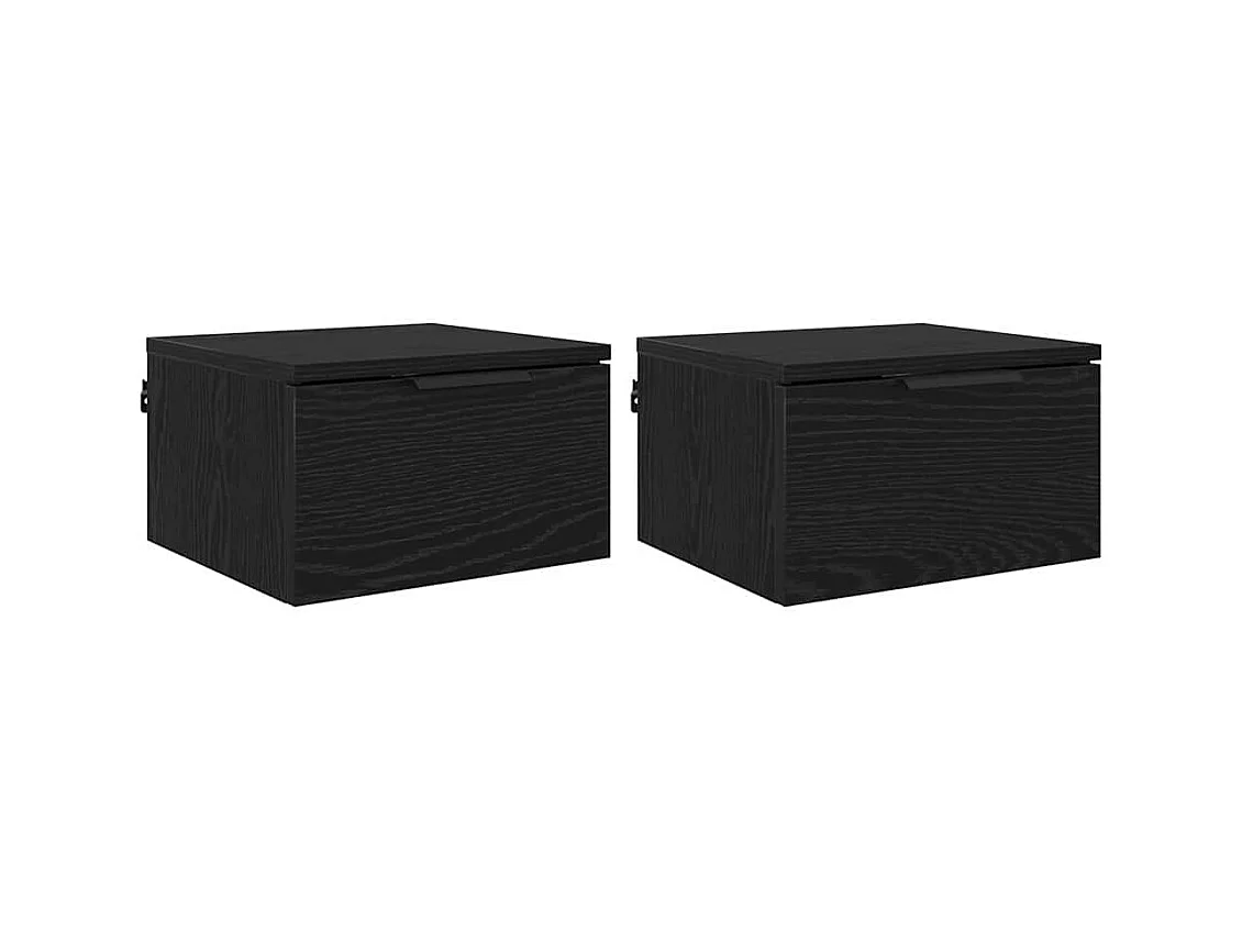 Comodino con cassetto 2 pz Rovere nero 34 x 30 x 20 cm