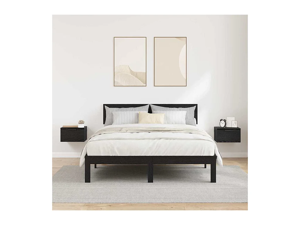 Comodino con cassetto 2 pz Rovere nero 34 x 30 x 20 cm