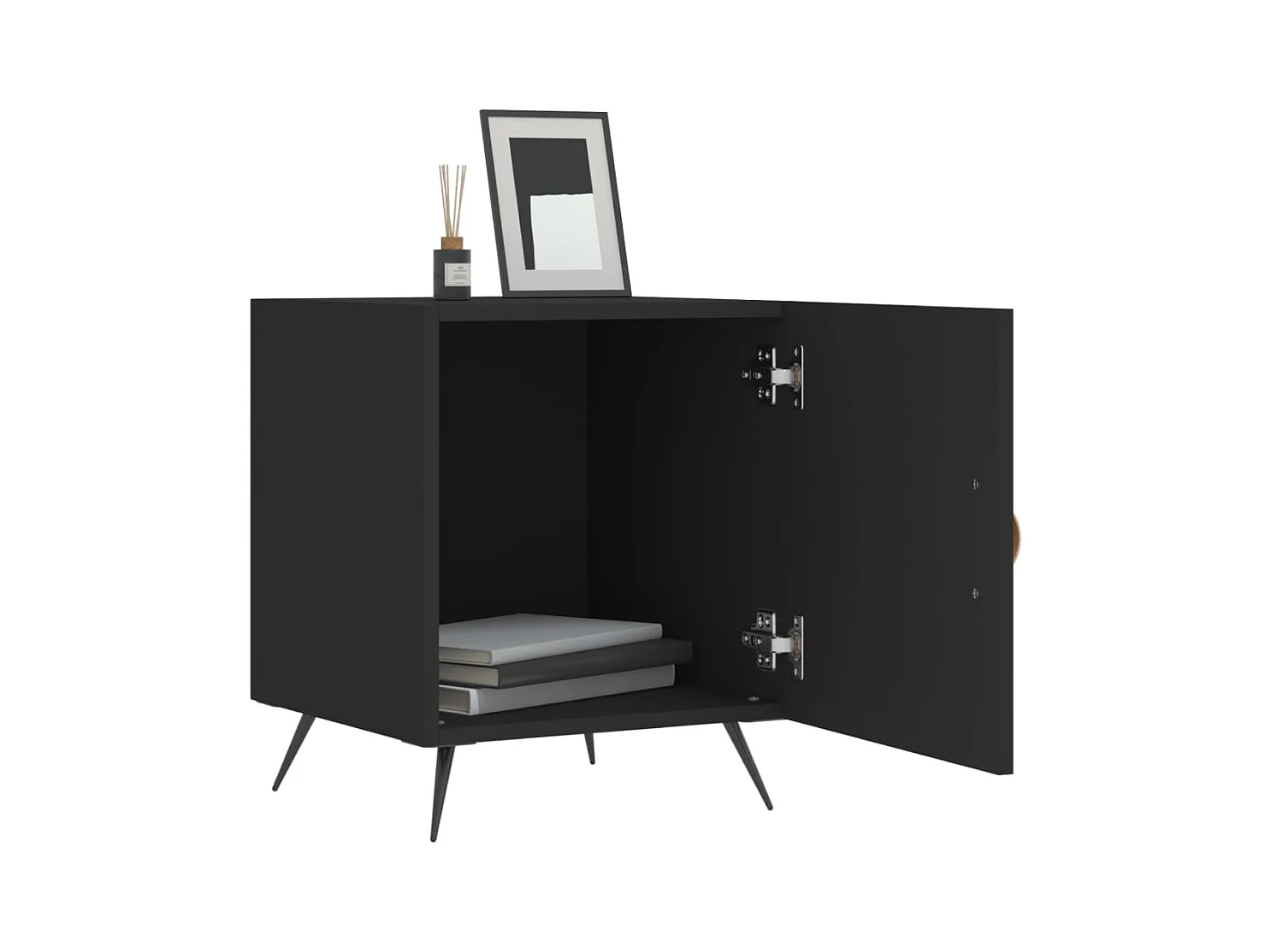 Nachtkastjes 2 stuks zwart 40x40x50 cm bewerkt hout