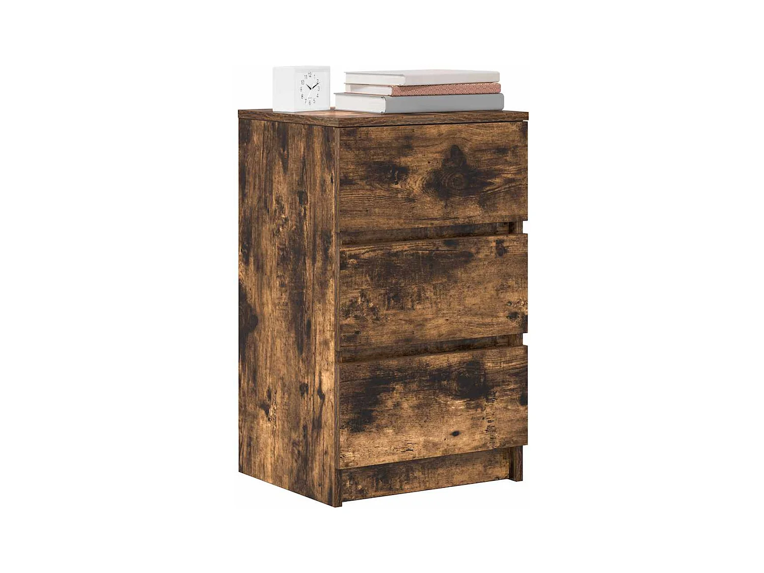 Nachtkastje met 3 lades gerookt eiken 39x35x65 cm