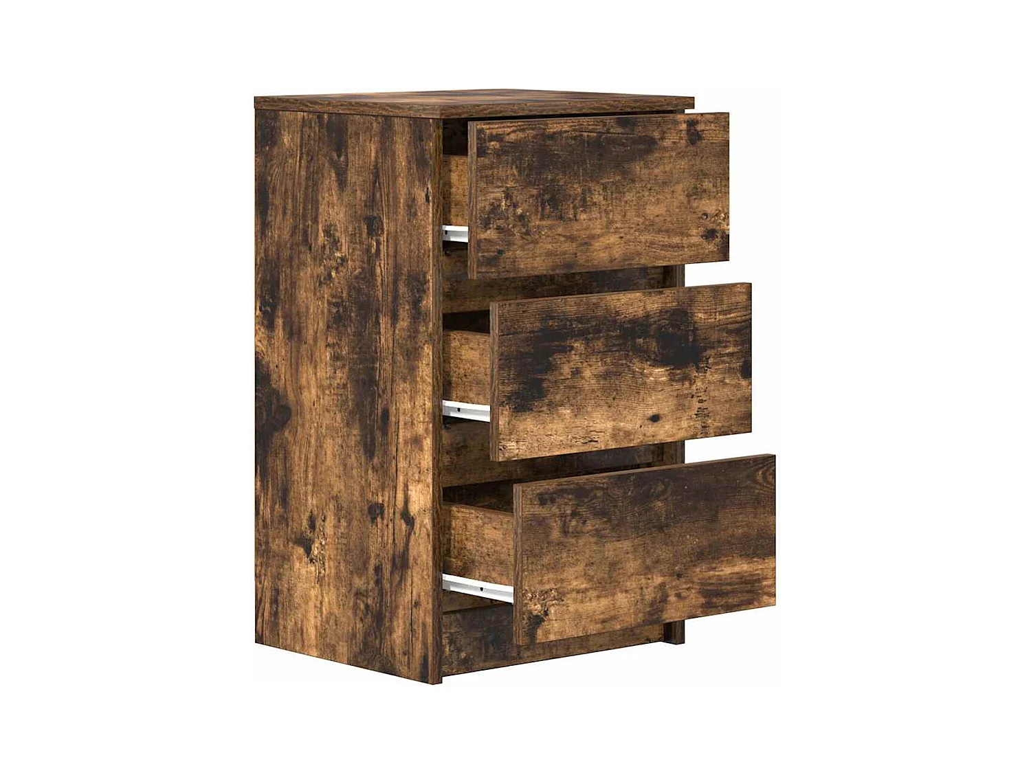 Nachtkastje met 3 lades gerookt eiken 39x35x65 cm