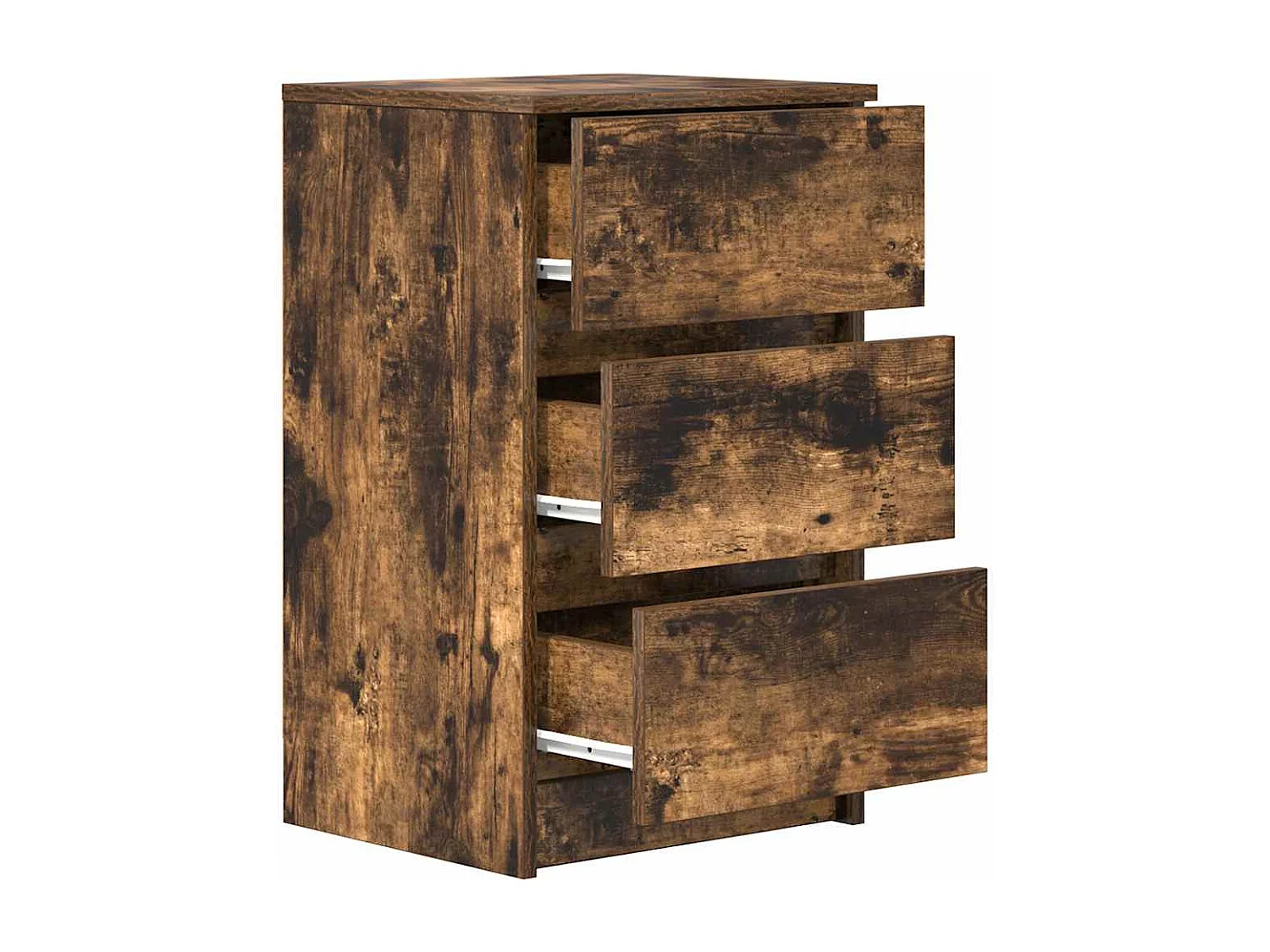 Table de chevet avec 3 tiroirs chêne fumé 39x35x65 cm