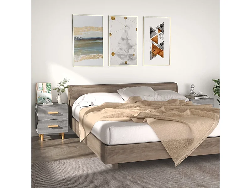 Mesitas de noche 2 piezas Sonoma gris 40x35x47,5 cm