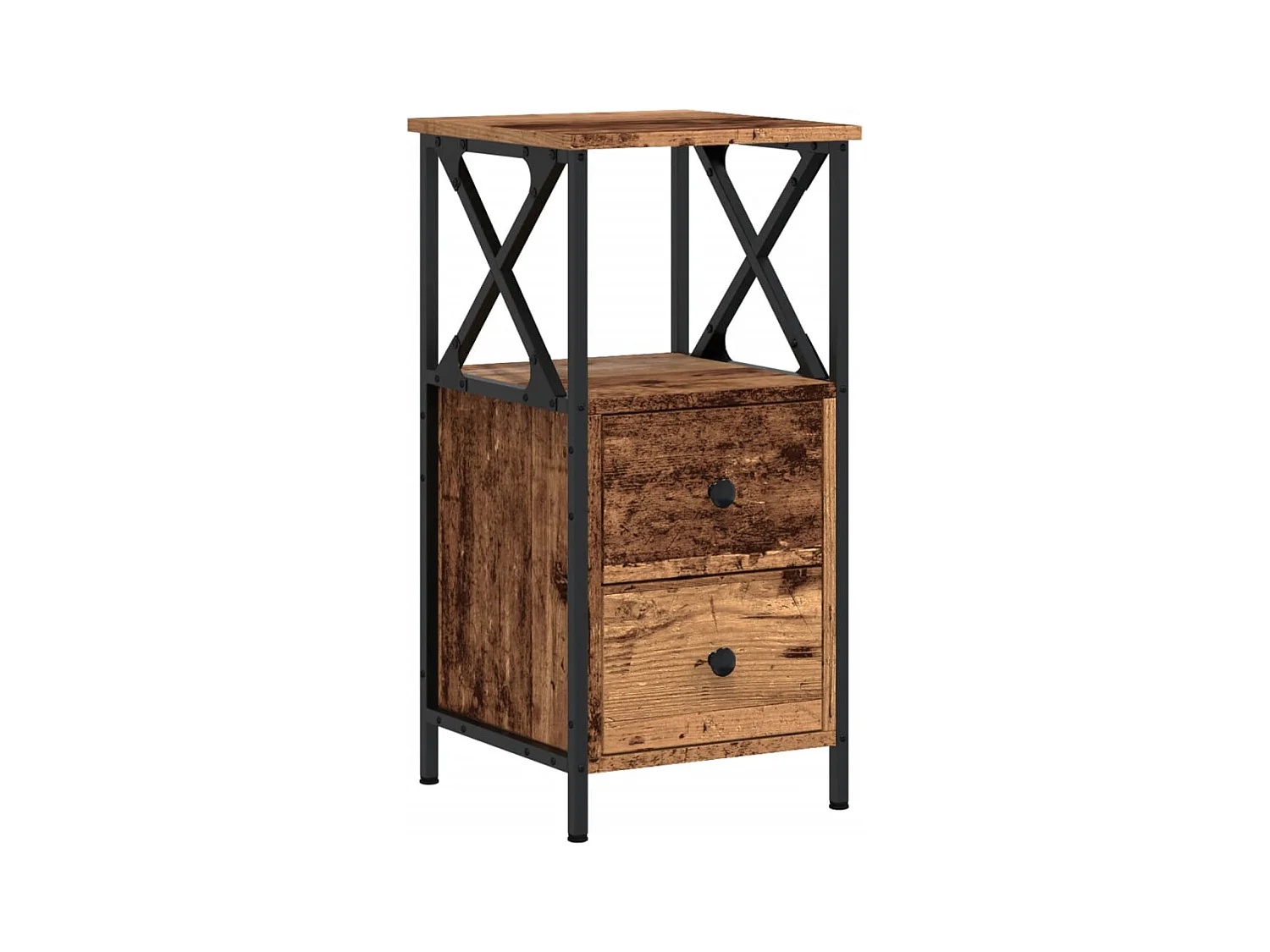 Comodino in legno vecchio 34x35,5x70 cm in legno ingegnerizzato