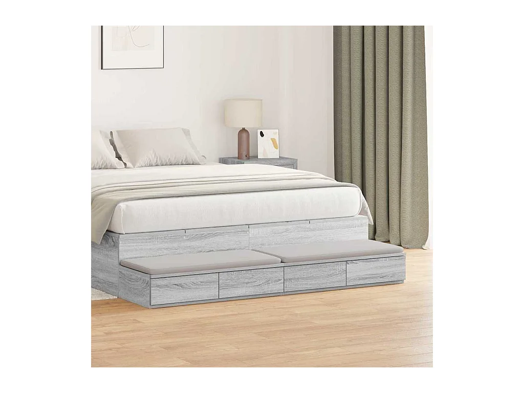 Tiroirs de lit avec tiroir Sonoma gris 150 x 36.5 x 16.5 cm