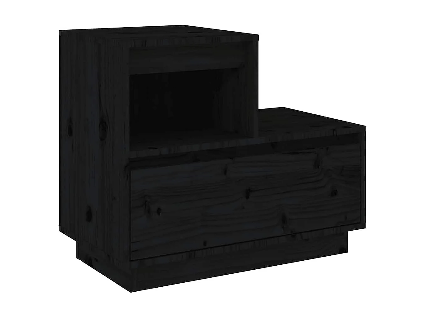 Comodini 2 pz Nero 60x34x51 cm Legno massello di pino