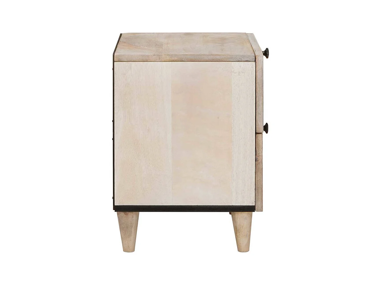 Comodino beige 40 x 33 x 46 cm in legno massello di mango