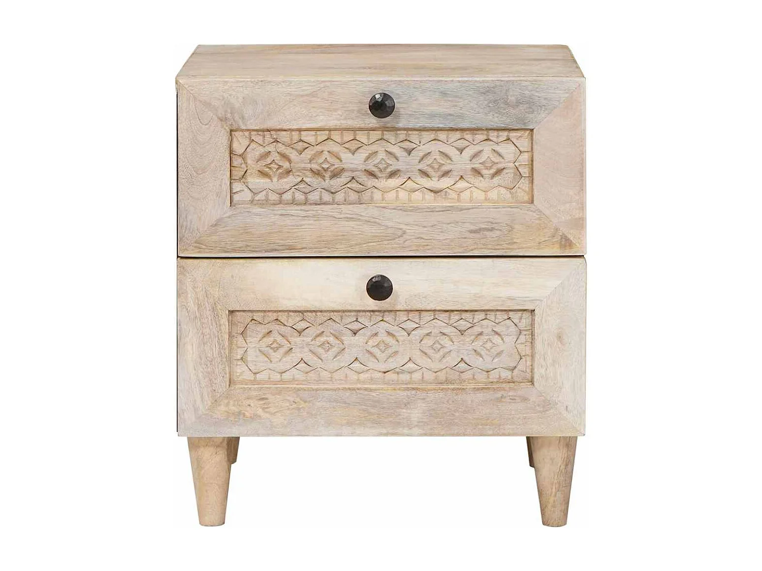 Beige nachtkastje 40 x 33 x 46 cm massief mangohout