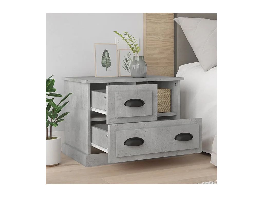 Mesita de noche de hormigón gris 60x39x45 cm