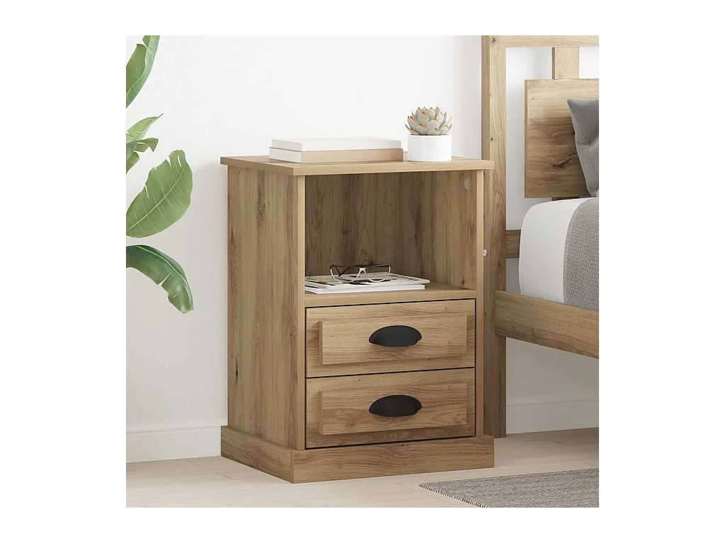 Mesilla de noche con cajón, roble artesanal, 43 x 36 x 60 cm