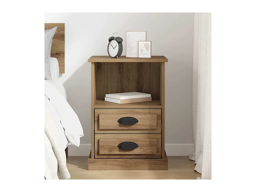 Mesilla de noche con cajón, roble artesanal, 43 x 36 x 60 cm