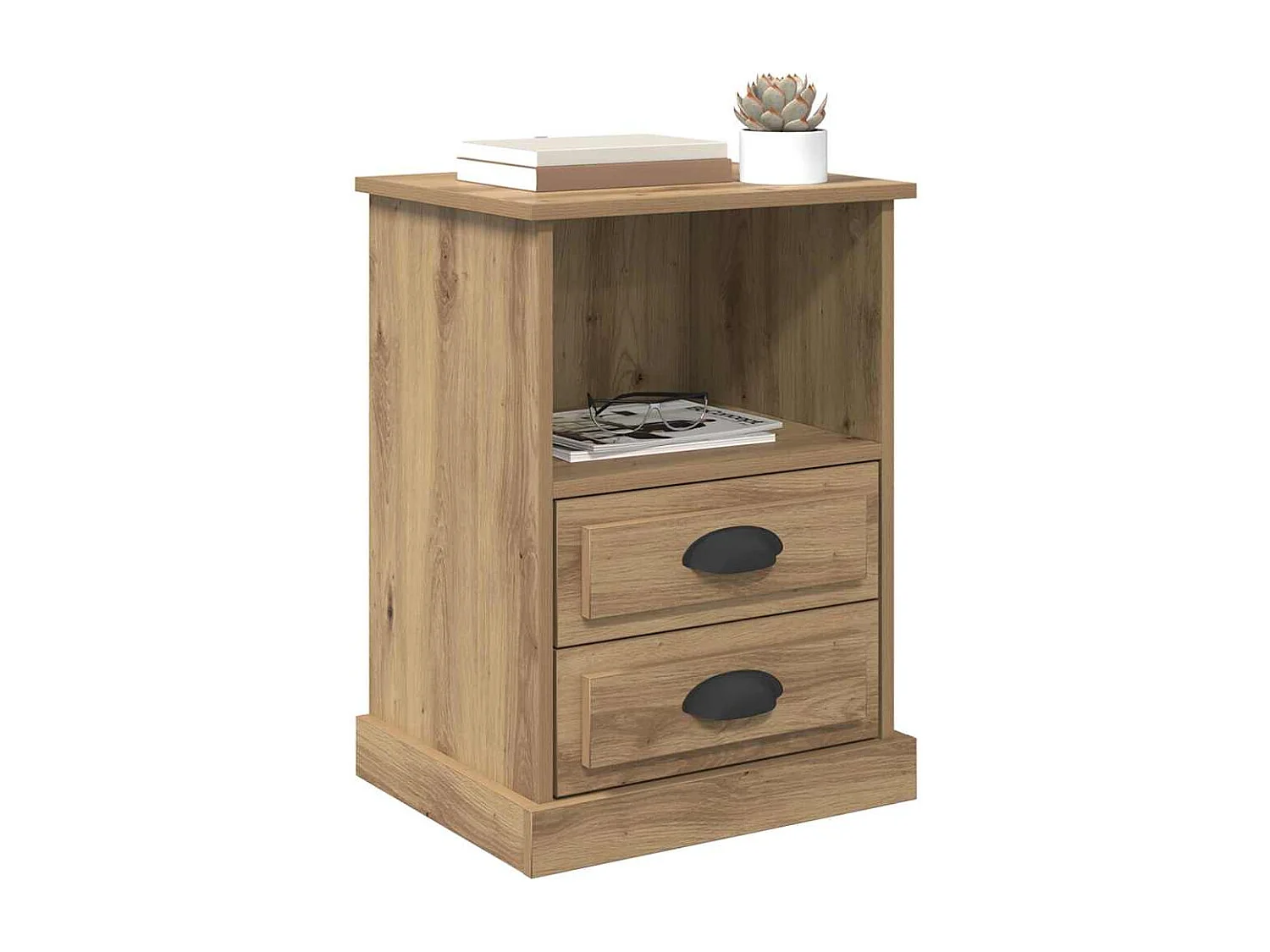 Cabinet de chevet avec tiroir chêne artisanal 43 x 36 x 60 cm