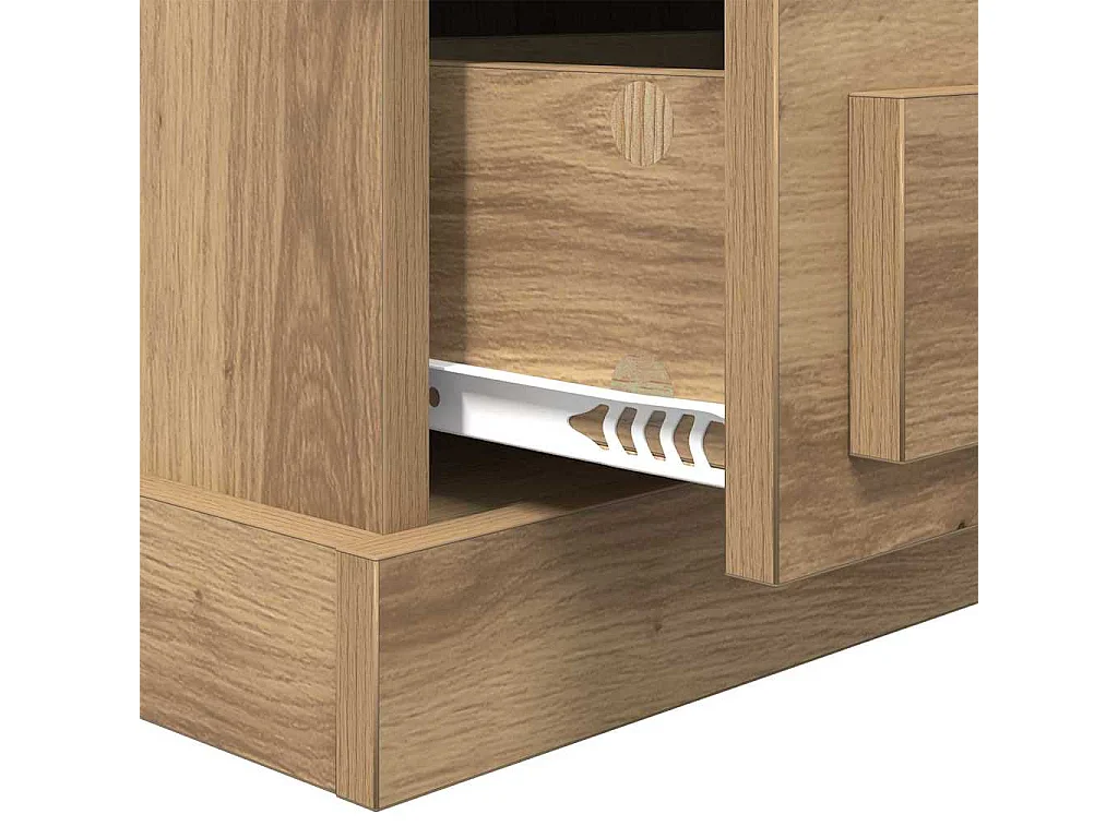 Cabinet de chevet avec tiroir chêne artisanal 43 x 36 x 60 cm