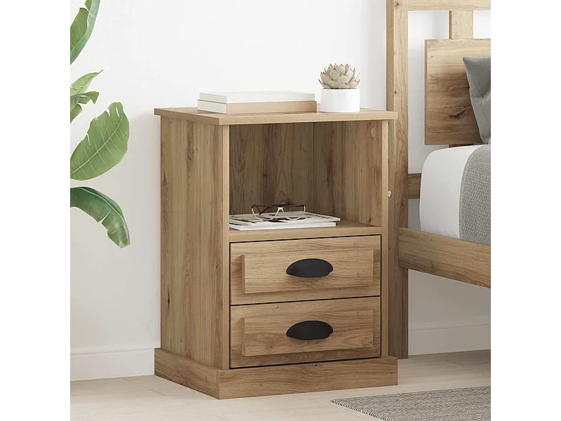 Cabinet de chevet avec tiroir chêne artisanal 43 x 36 x 60 cm