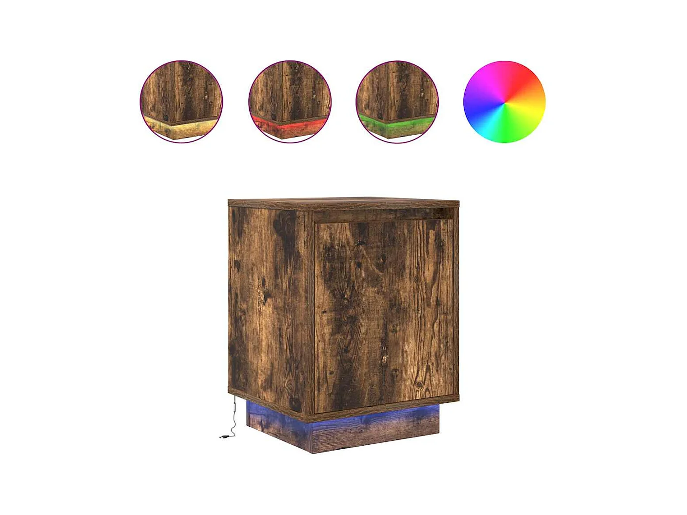 Mesitas de noche con luces LED 2 piezas roble ahumado 38x34x50 cm