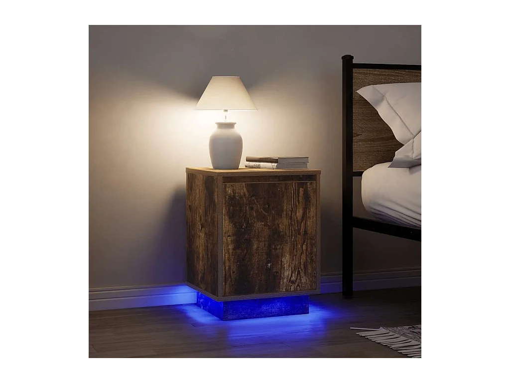 Comodini con luci LED 2 pz rovere affumicato 38x34x50 cm