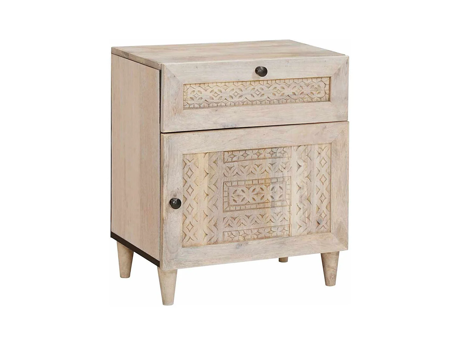 Table de chevet Beige 50 x 33 x 60 cm bois de manguier massif