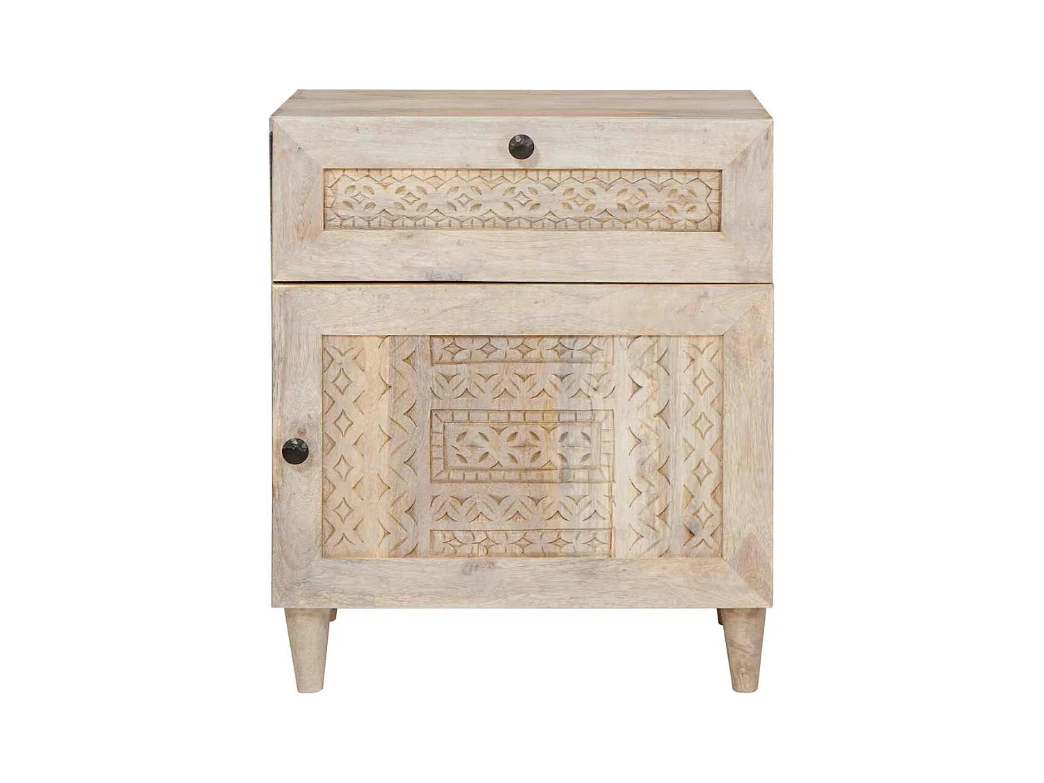 Table de chevet Beige 50 x 33 x 60 cm bois de manguier massif