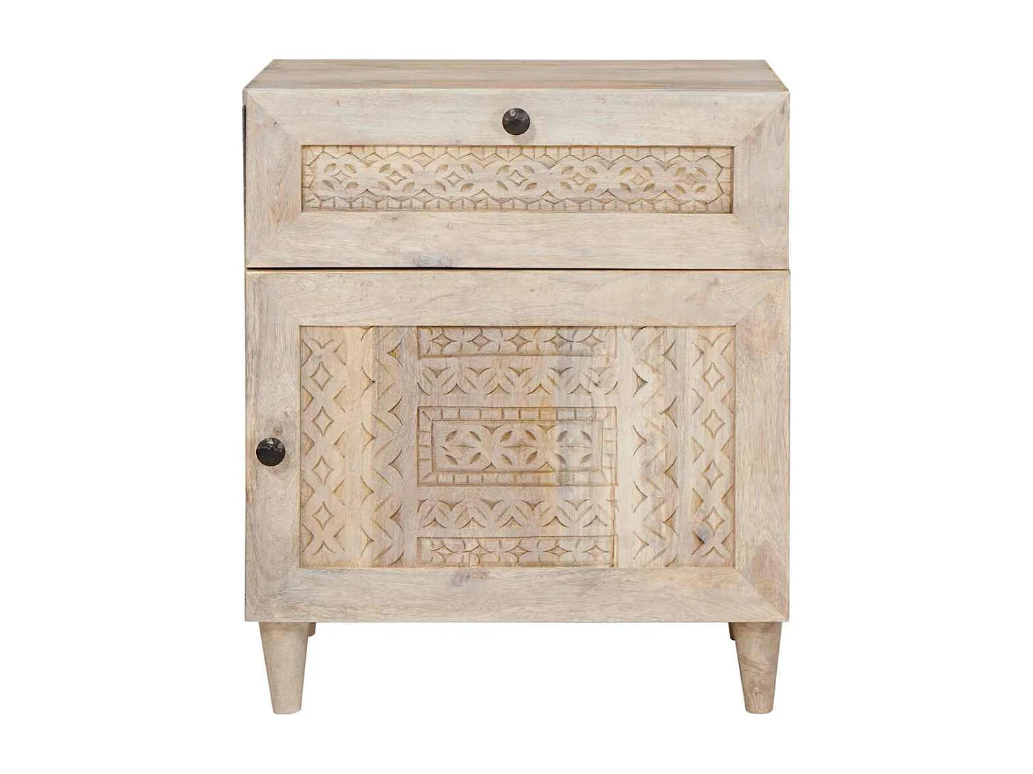 Table de chevet Beige 50 x 33 x 60 cm bois de manguier massif