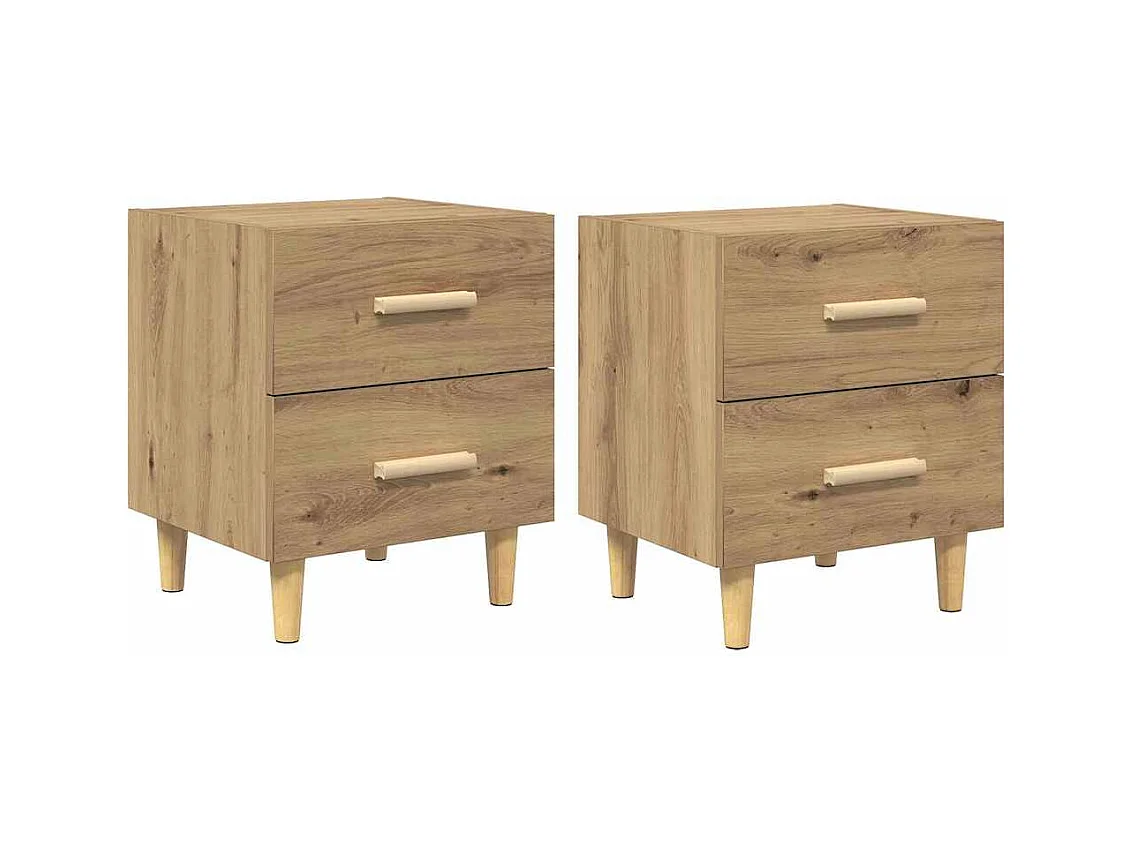 2-delige bedkast, handgemaakt eikenhout, 40 x 35 x 47,5 cm