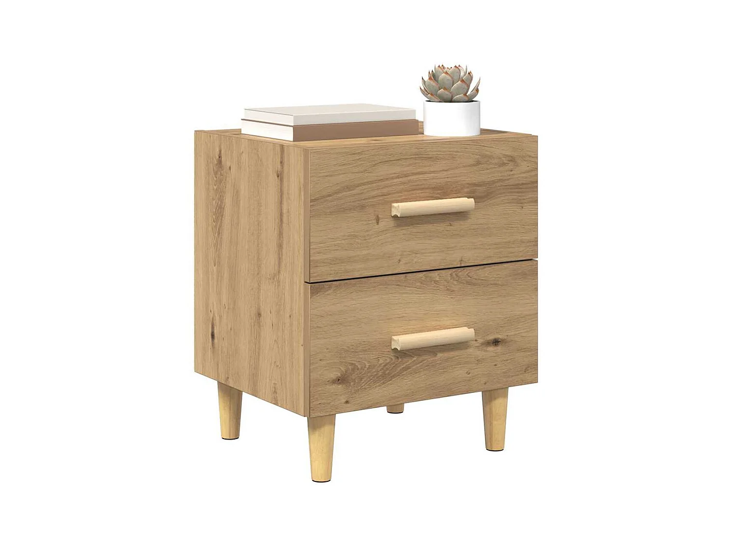 2-delige bedkast, handgemaakt eikenhout, 40 x 35 x 47,5 cm