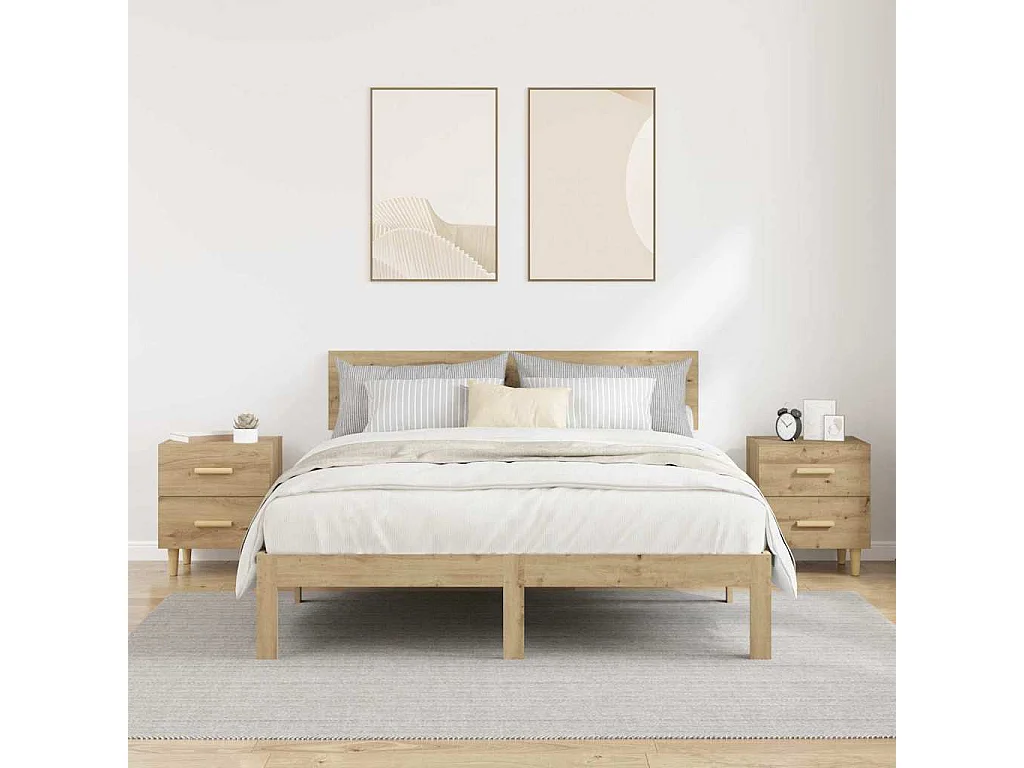 Mobile letto 2 pezzi, rovere lavorato a mano, 40 x 35 x 47,5 cm