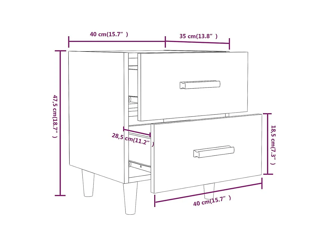 Tables de chevet 2 pcs Chêne sonoma 40x35x47,5 cm