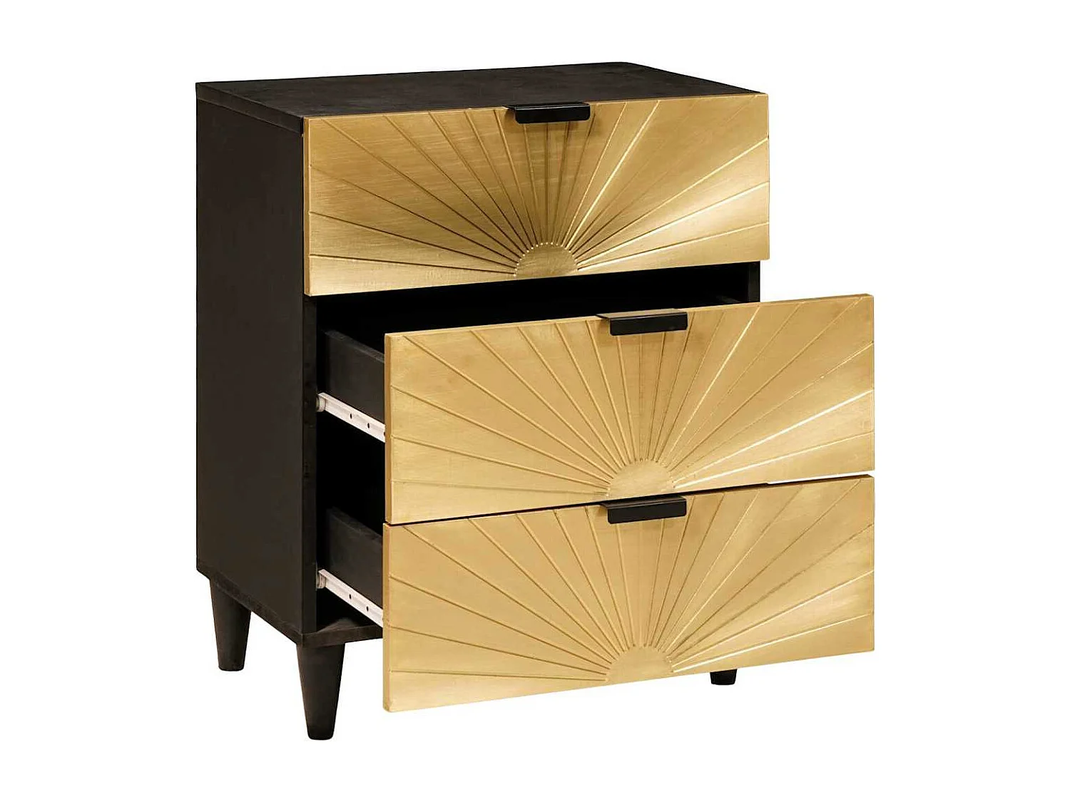 Table de chevet avec tiroir Noir et or 50 x 33 x 60 cm