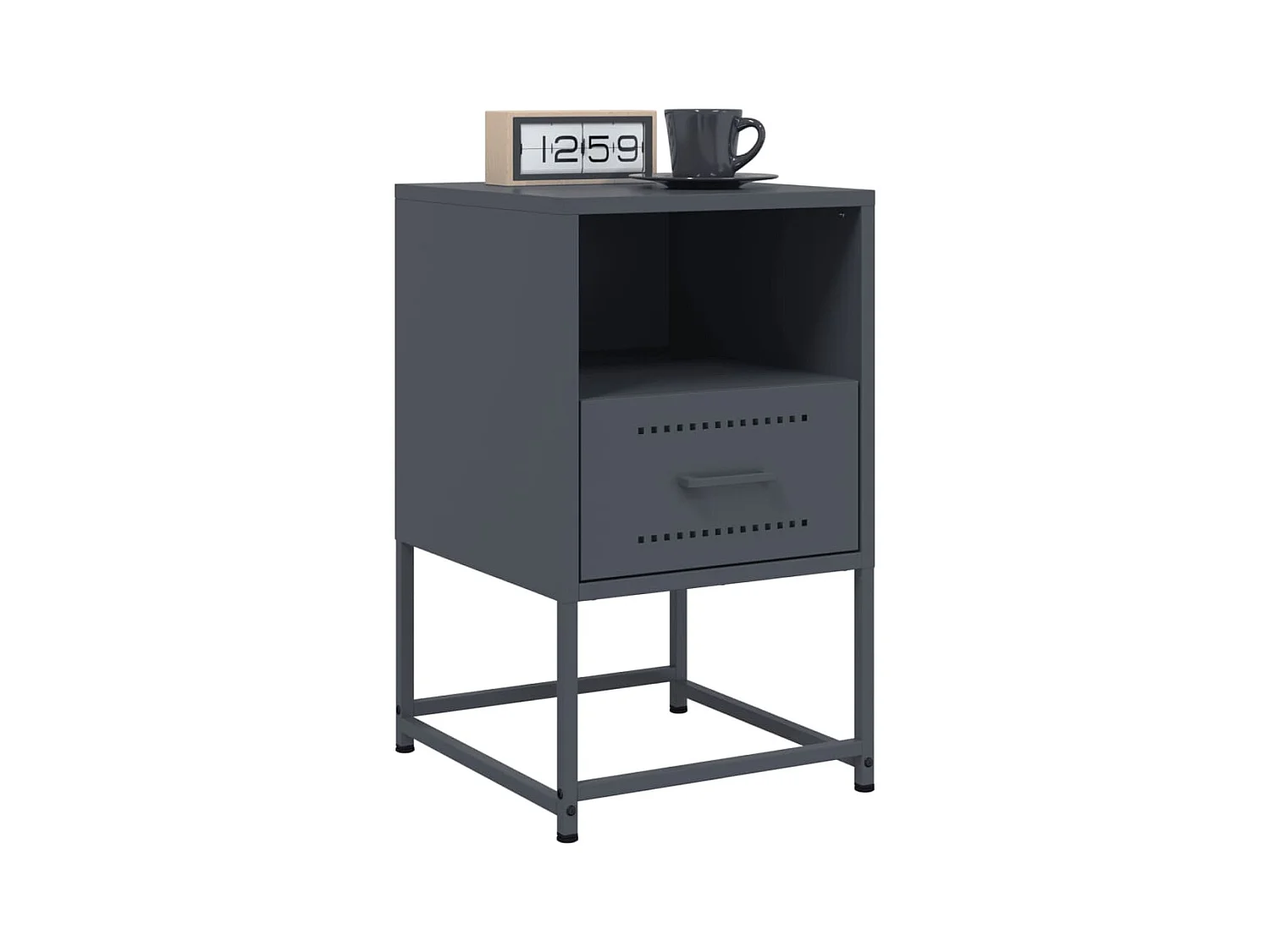 Mesita de noche antracita 36x39x60,5 cm acero