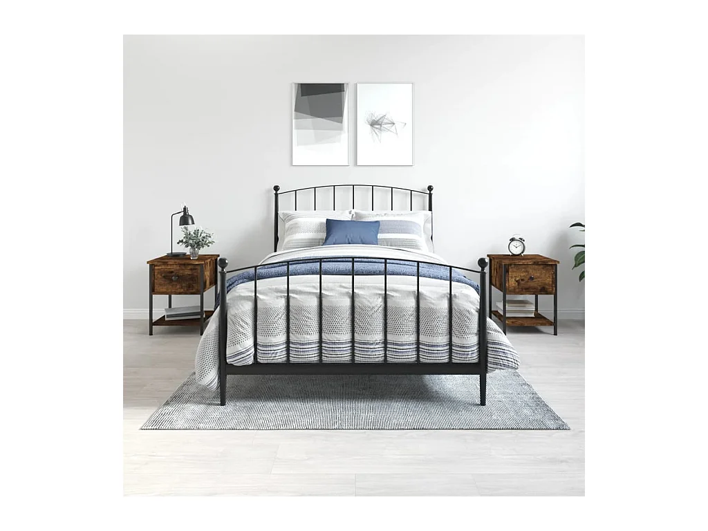 Comodini in rovere affumicato 2 pezzi 34x35,5x45 cm in legno ingegnerizzato