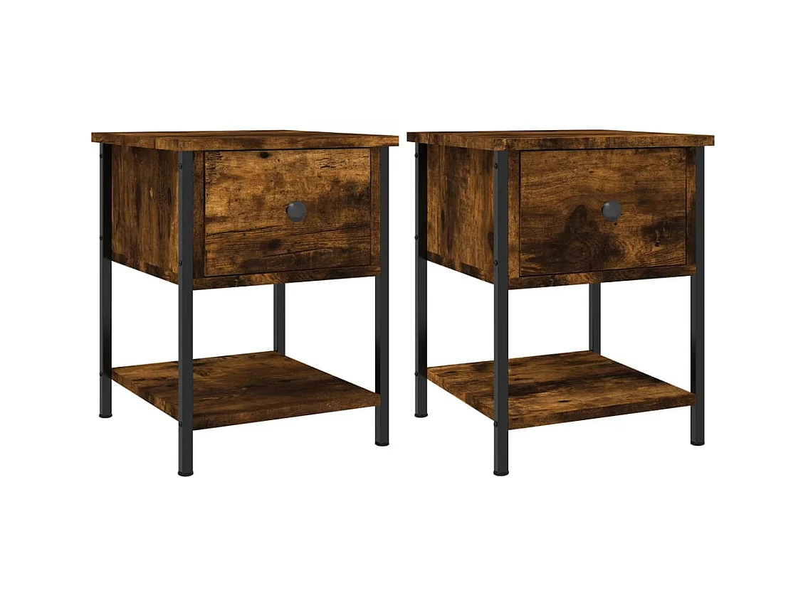 Comodini in rovere affumicato 2 pezzi 34x35,5x45 cm in legno ingegnerizzato