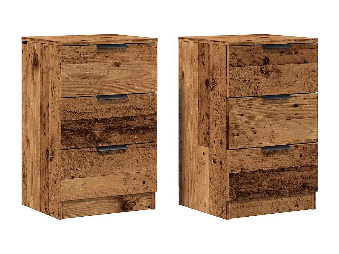 Tables de chevet 2 pcs vieux bois 40x36x65 cm bois d'ingénierie