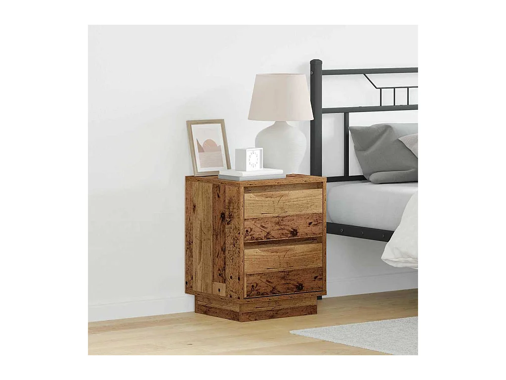 Nachtkastje met 2 stuks Antiek hout 39 x 34,5 x 50 cm