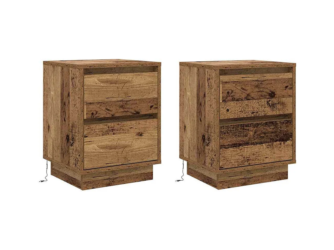 Nachtkastje met 2 stuks Antiek hout 39 x 34,5 x 50 cm