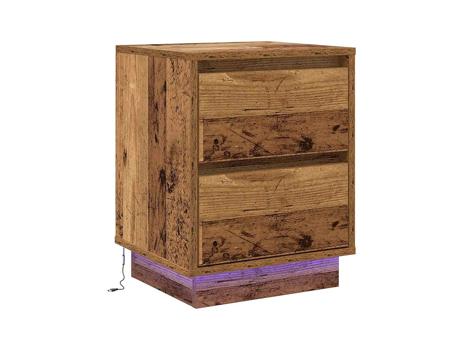 Nachtkastje met 2 stuks Antiek hout 39 x 34,5 x 50 cm