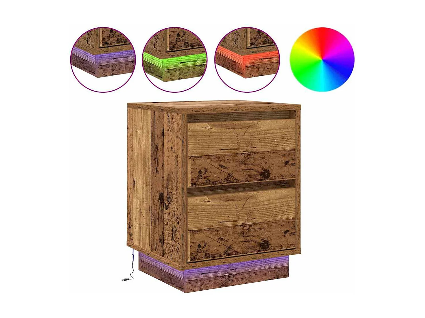 Cabinet de chevet avec 2 pcs Bois Ancien 39 x 34.5 x 50 cm