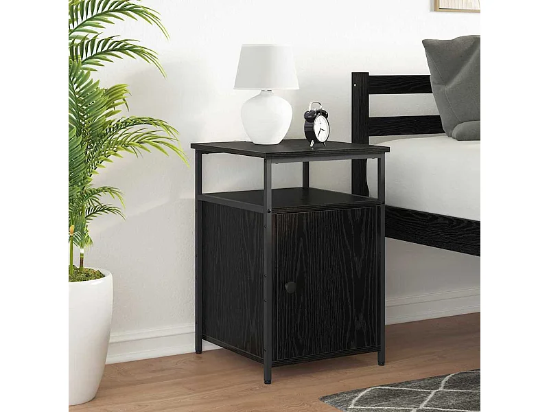 Cabinet de chevet Chêne noir Bois d'ingénierie