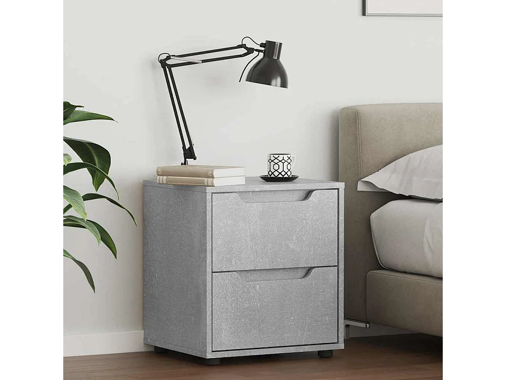 Table de chevet VISNES gris béton 45x40x50 cm bois d'ingénierie