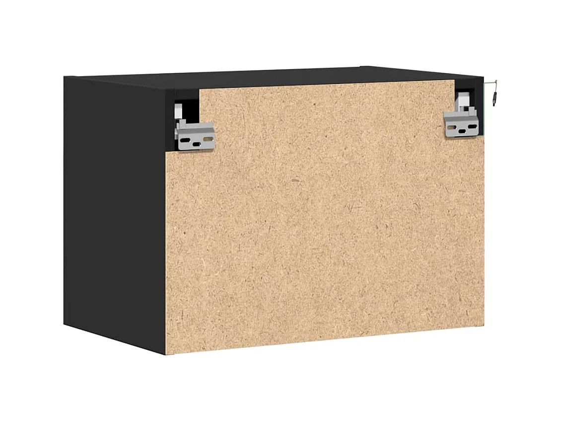 Wandnachtkastje met ledverlichting in zwart