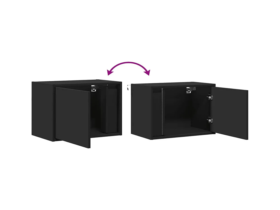 Wandnachtkastje met ledverlichting in zwart