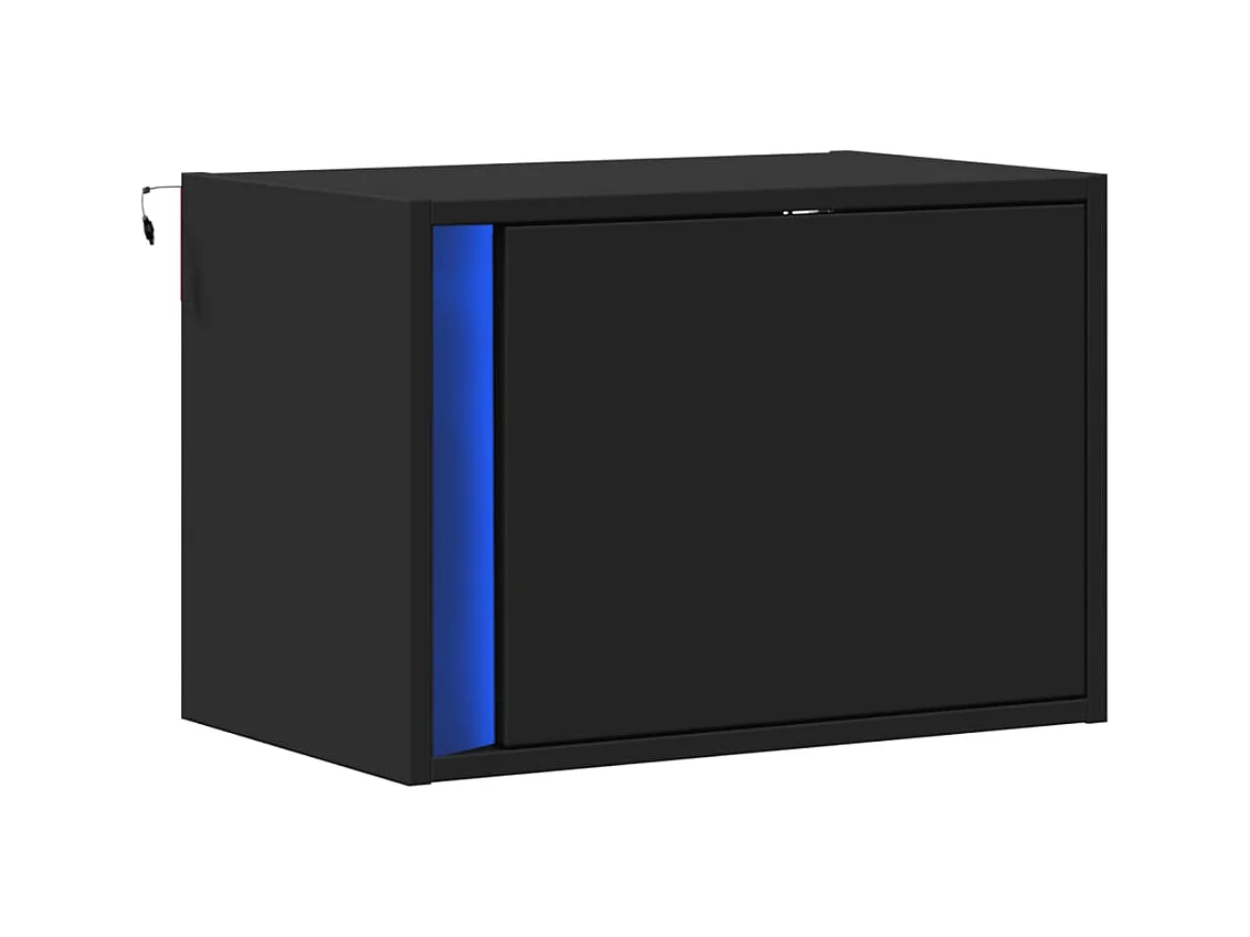 Table de chevet murale avec lumières LED noir