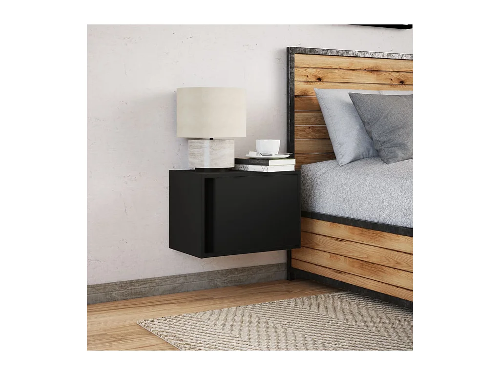 Table de chevet murale avec lumières LED noir