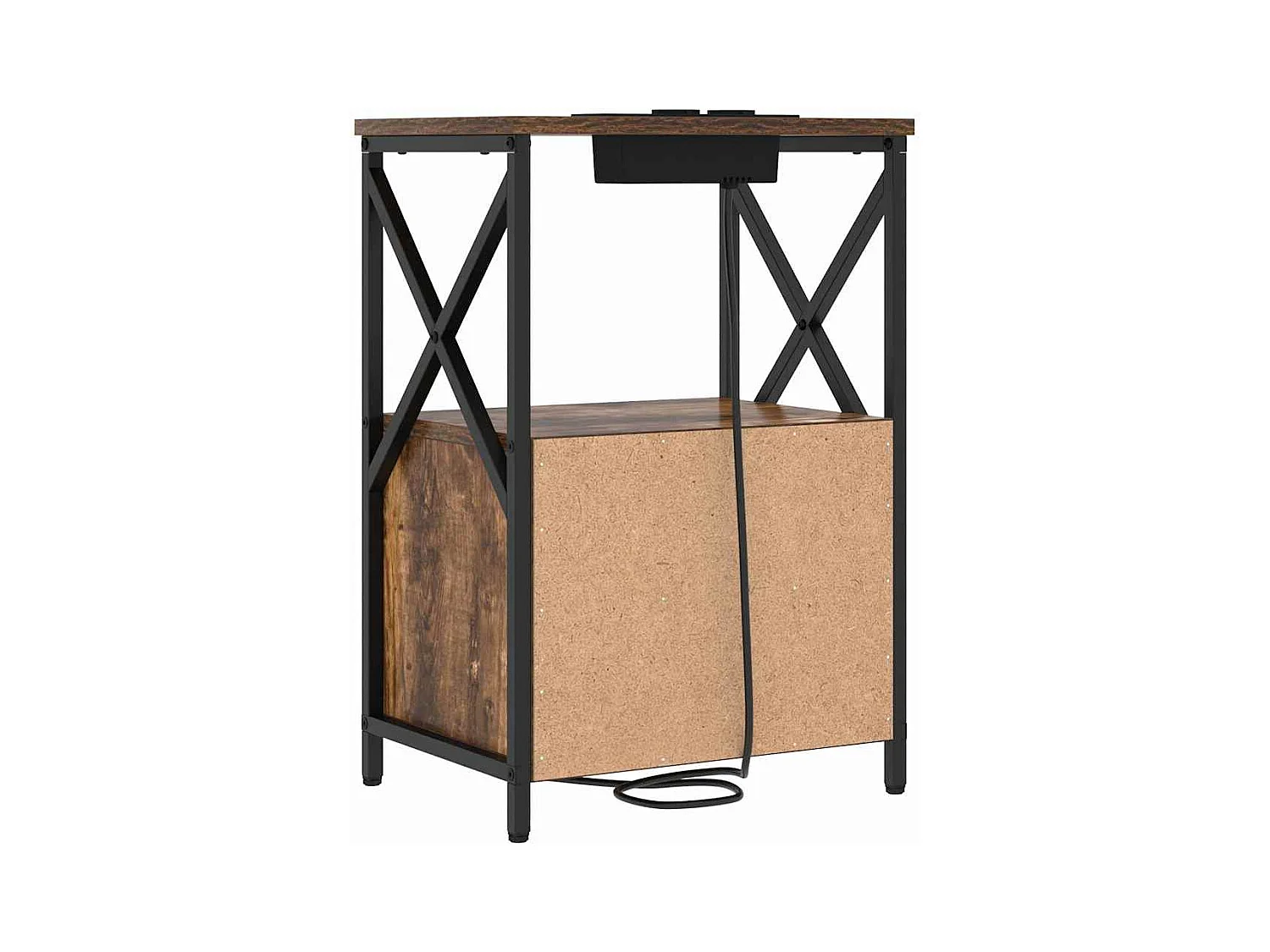 Mesita de noche con estación de carga 2 piezas Roble ahumado