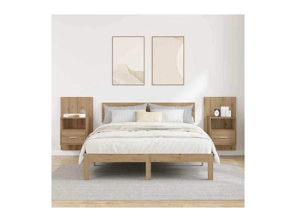 Armoire de lit 2 pcs chêne artisanal 48,5 x 32,5 x 80 cm