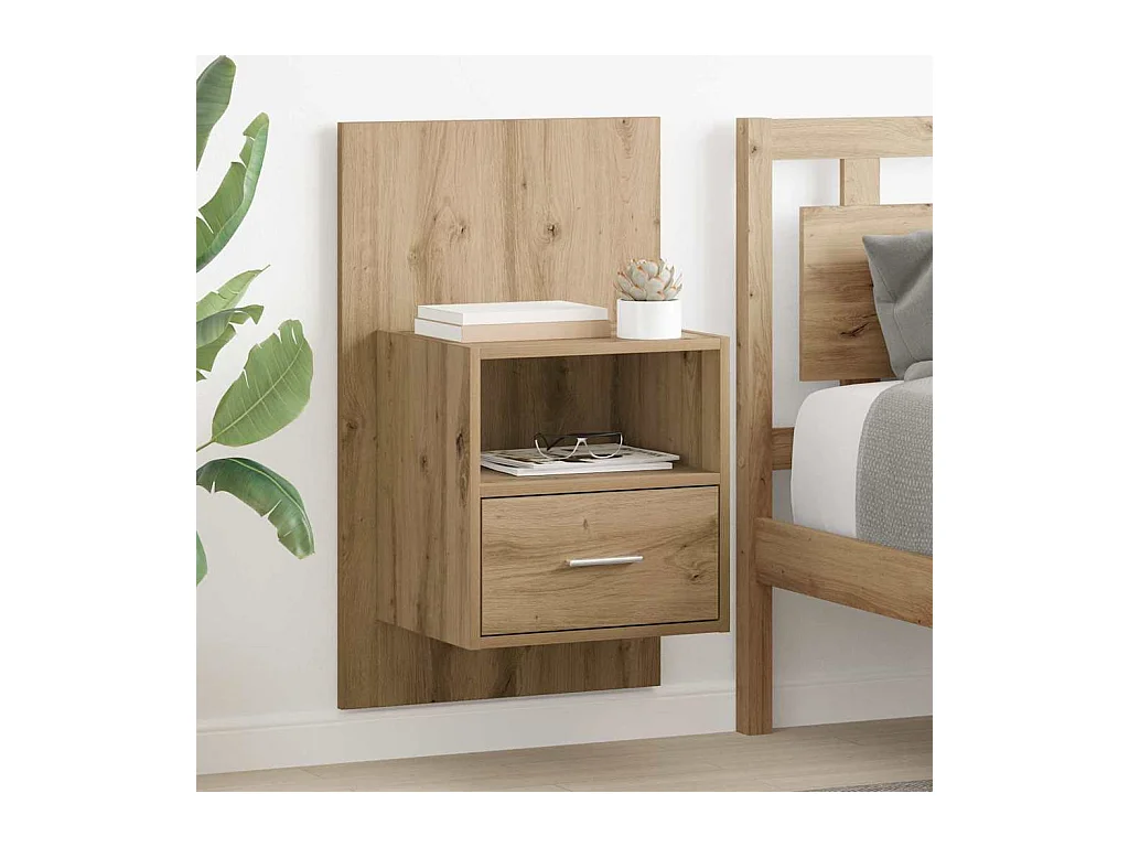 2-delige bedkast, handgemaakt eikenhout, 48,5 x 32,5 x 80 cm