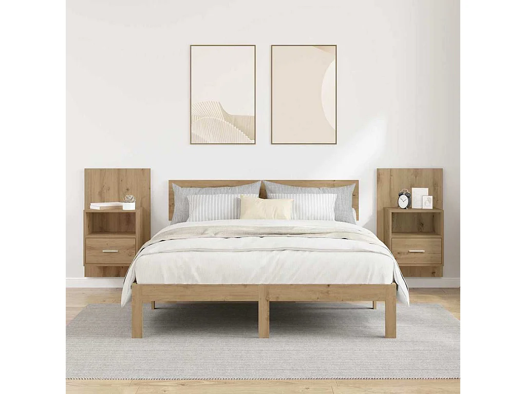Armoire de lit 2 pcs chêne artisanal 48,5 x 32,5 x 80 cm