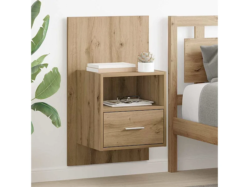 2-delige bedkast, handgemaakt eikenhout, 48,5 x 32,5 x 80 cm